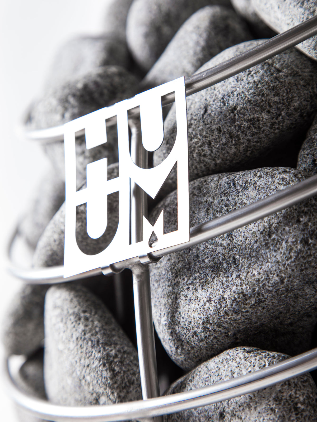 HUUM DROP sauna heater - logo and stone detail