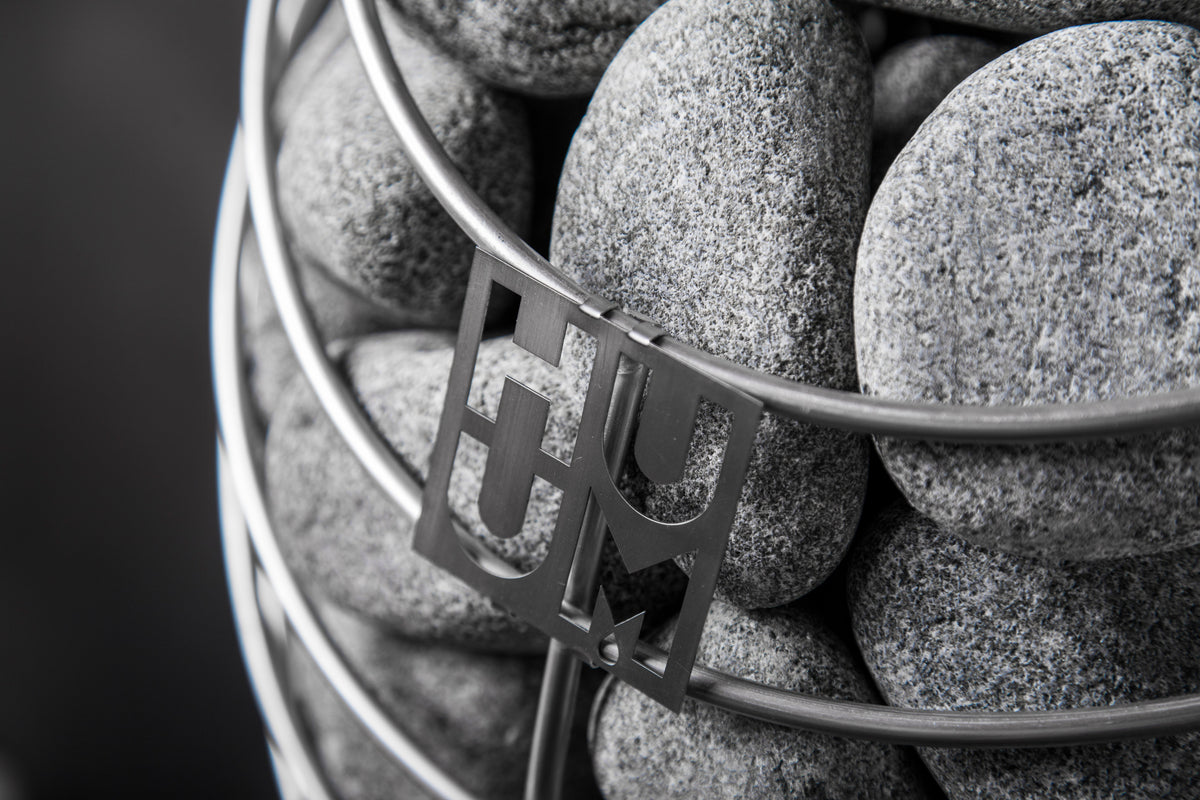 HUUM DROP sauna heater - steel frame and stones close-up