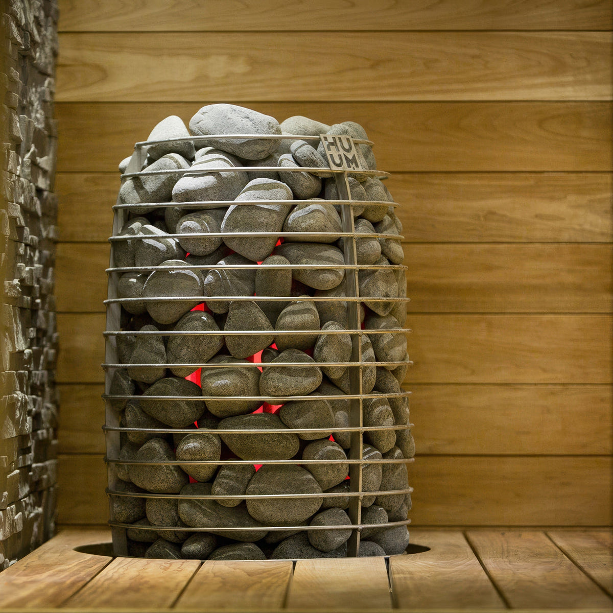 HUUM HIVE Mini sauna heater installed in sauna