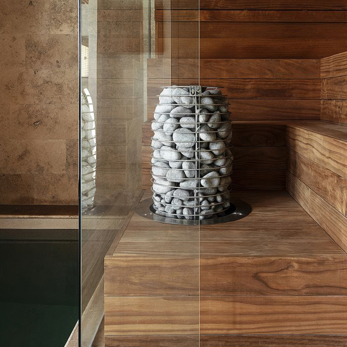 HUUM HIVE Mini sauna heater installed in sauna