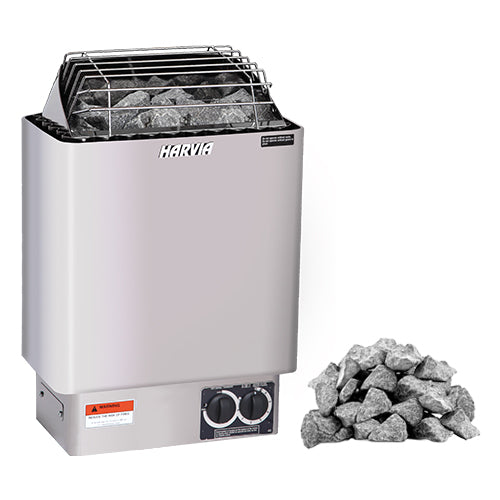 Harvia KIP45B Pkg - KIP Series 4.5kW Sauna Heater Package, Built-In Controls, Stainless Steel