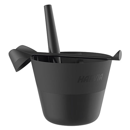 Harvia Click Sauna Bucket & Ladle - Sauna Bucket and Ladle Set, 7L & 200mL, Black