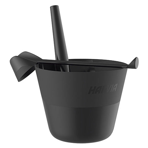 Harvia Click Sauna Bucket & Ladle - Sauna Bucket and Ladle Set, 7L & 200mL, Black