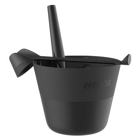 Harvia Click Sauna Bucket & Ladle - Sauna Bucket and Ladle Set, 7L & 200mL, Black
