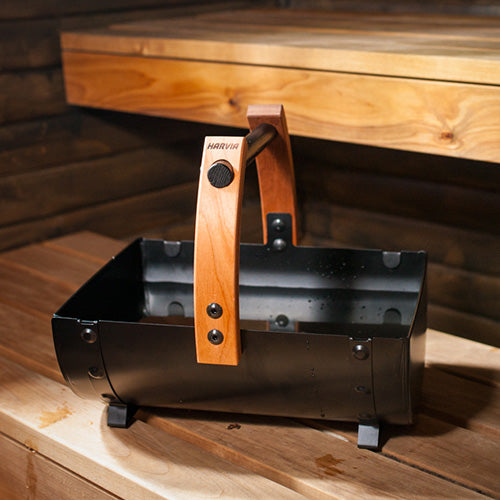 Harvia Legend Sauna Bucket - Sauna Bucket, Black Steel w/ Thermo-Aspen — view 2