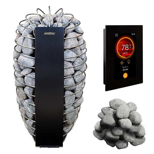 Harvia Spirit SP60E Pkg - Spirit Series 6kW Sauna Heater Package, Black — view 2