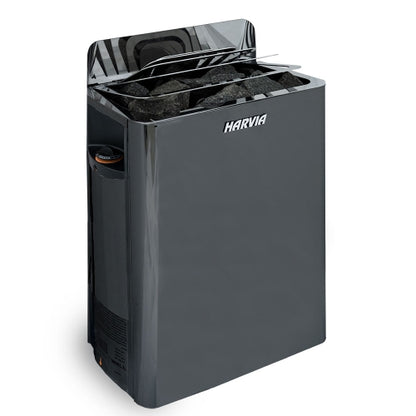 Harvia The Wall SW80 Pkg - The Wall Series 8kW Sauna Heater Package, Built-In Controls, Black — view 2