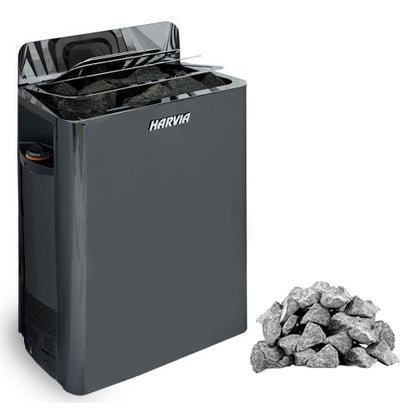Harvia The Wall SW80 Pkg - The Wall Series 8kW Sauna Heater Package, Built-In Controls, Black