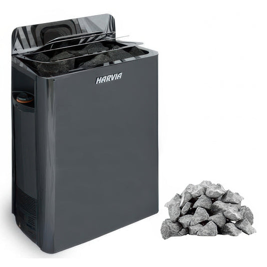 Harvia The Wall SW80 Pkg - The Wall Series 8kW Sauna Heater Package, Built-In Controls, Black