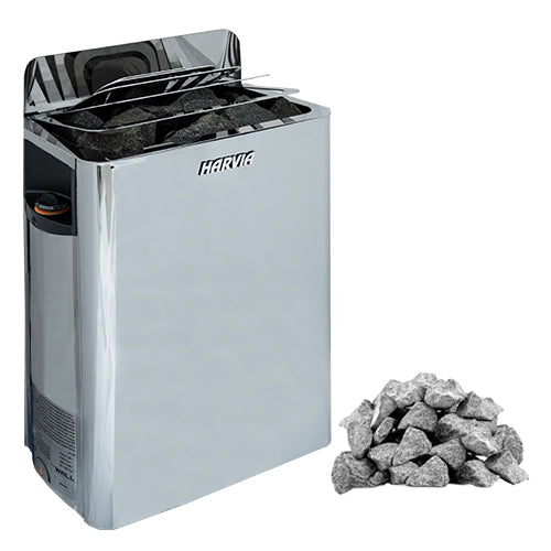 Harvia The Wall SWS80 Pkg - The Wall Series 8kW Sauna Heater Package, Built-In Controls, Stainless Steel