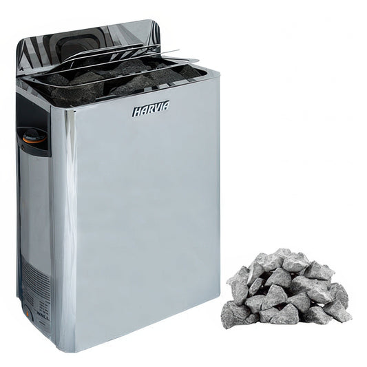 Harvia The Wall SWS80 Pkg - The Wall Series 8kW Sauna Heater Package, Built-In Controls, Stainless Steel