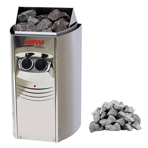Harvia Vega BC19 Pkg - Vega Series 1.9kW Sauna Heater Package, Built-In Controls