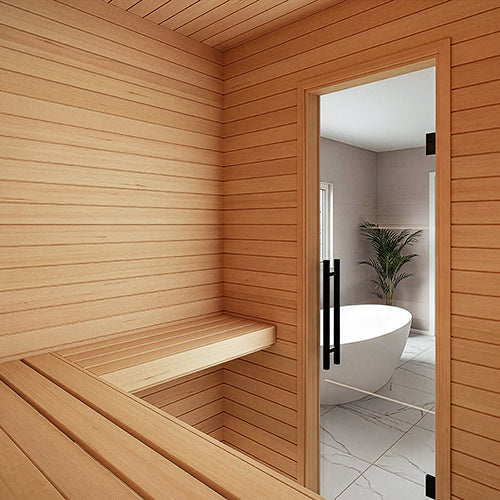 PROSAUNAS Hemlock 1/2x4 VG T&G V2E - Sauna Wood, Vertical Grain, Clear Grade A+, Tongue & Groove, V-Joint on 2 Edges of the Smooth Face, Wall Material — view 2