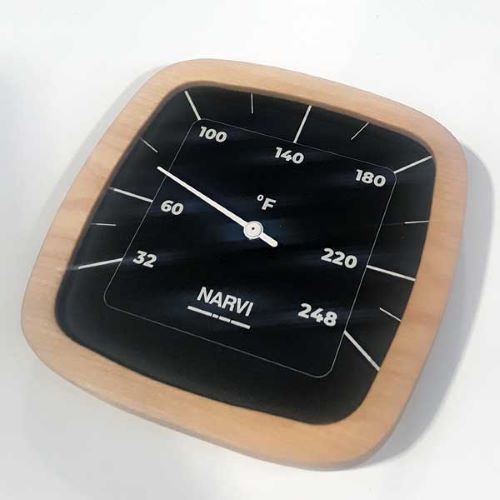 Narvi Black Fahrenheit, Thermometer - Thermometer, Black w/Bamboo Frame, Fahrenheit