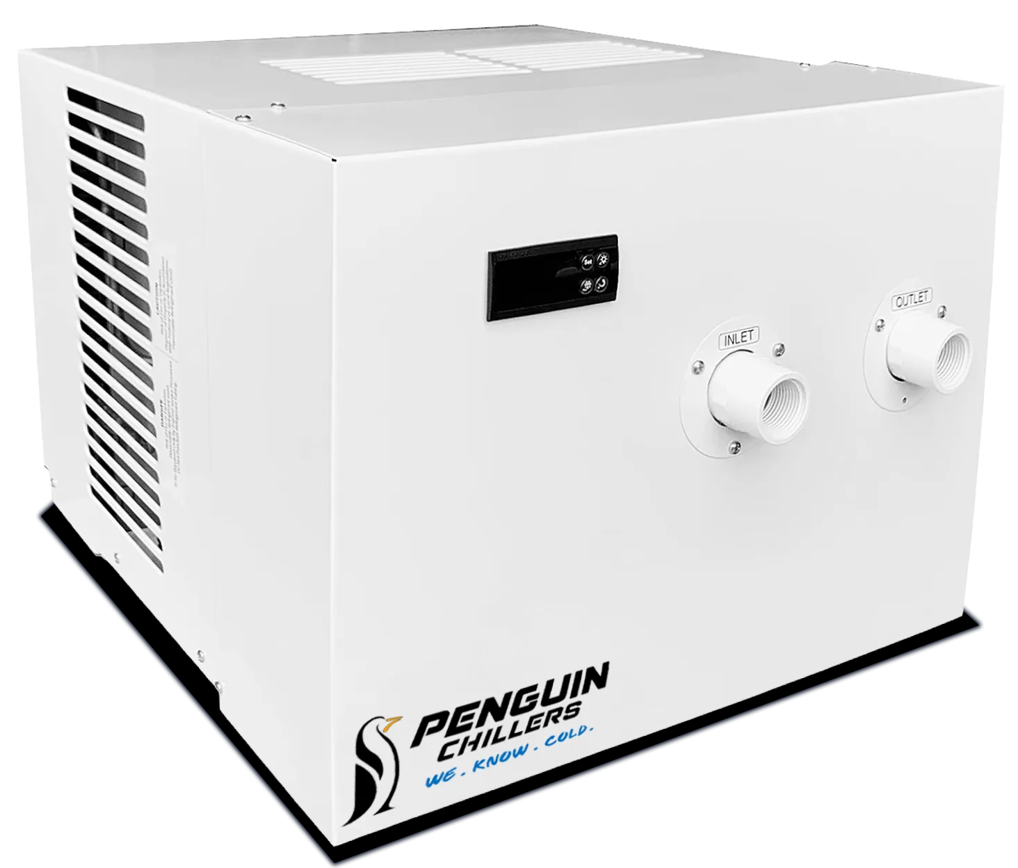 Penguin Chillers 1 HP water chiller angled view