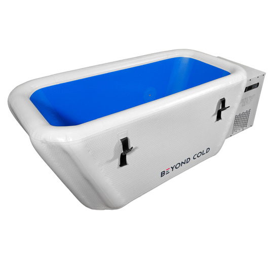 Beyond Cold Journey inflatable cold plunge with the lid off