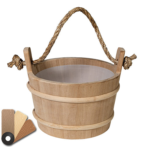 PROSAUNAS Wood Sauna Bucket - Lined Wood Sauna Bucket, Rope Handle, 4-Liter