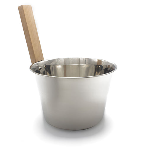 PROSAUNAS Stainless Sauna Bucket w/ Ladle - Stainless Steel 1-Gal Sauna Bucket w/ Upright Handle and Ladle — view 2