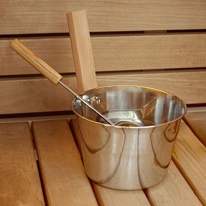 PROSAUNAS Stainless Sauna Bucket w/ Ladle - Stainless Steel 1-Gal Sauna Bucket w/ Upright Handle and Ladle — view 4