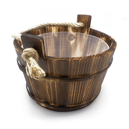PROSAUNAS Spruce Sauna Bucket w/ Ladle - Lined 1-Gal Spruce Sauna Bucket w/ Rope Handle and Ladle — view 2