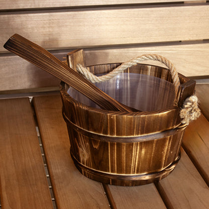 PROSAUNAS Spruce Sauna Bucket w/ Ladle - Lined 1-Gal Spruce Sauna Bucket w/ Rope Handle and Ladle — view 4