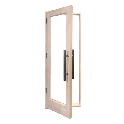 PROSAUNAS Solid Wood Sauna Door with Insulated Glass, 24" x 80" - Douglas Fir Sauna Door, Hemlock Jamb, Dual-Pane Insulated Glass