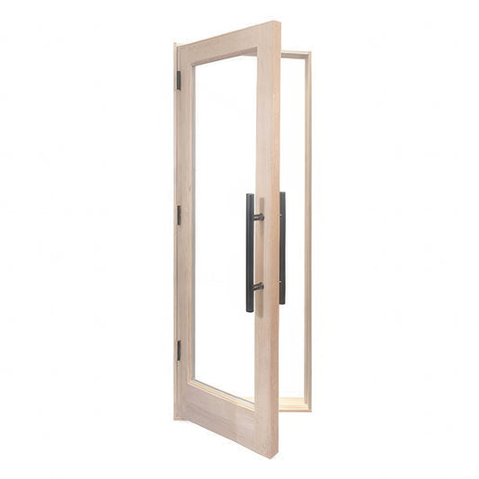 PROSAUNAS Solid Wood Sauna Door with Insulated Glass, 24" x 80" - Douglas Fir Sauna Door, Hemlock Jamb, Dual-Pane Insulated Glass