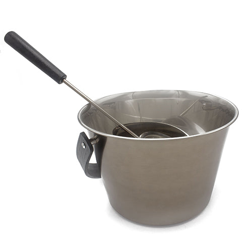 PROSAUNAS Stainless Sauna Pail w/ Ladle - Stainless Steel 1-Gal Sauna Pail w/ Bentwood Handle and Ladle