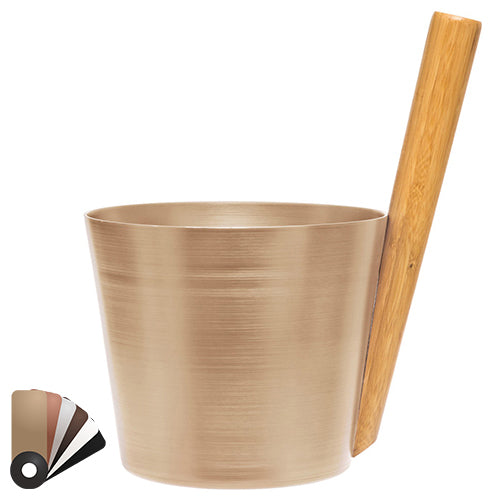 Rento Straight Handle Sauna Bucket - Sauna Bucket, Aluminum w/ Thermo Bamboo, Straight Handle, 5 Liter