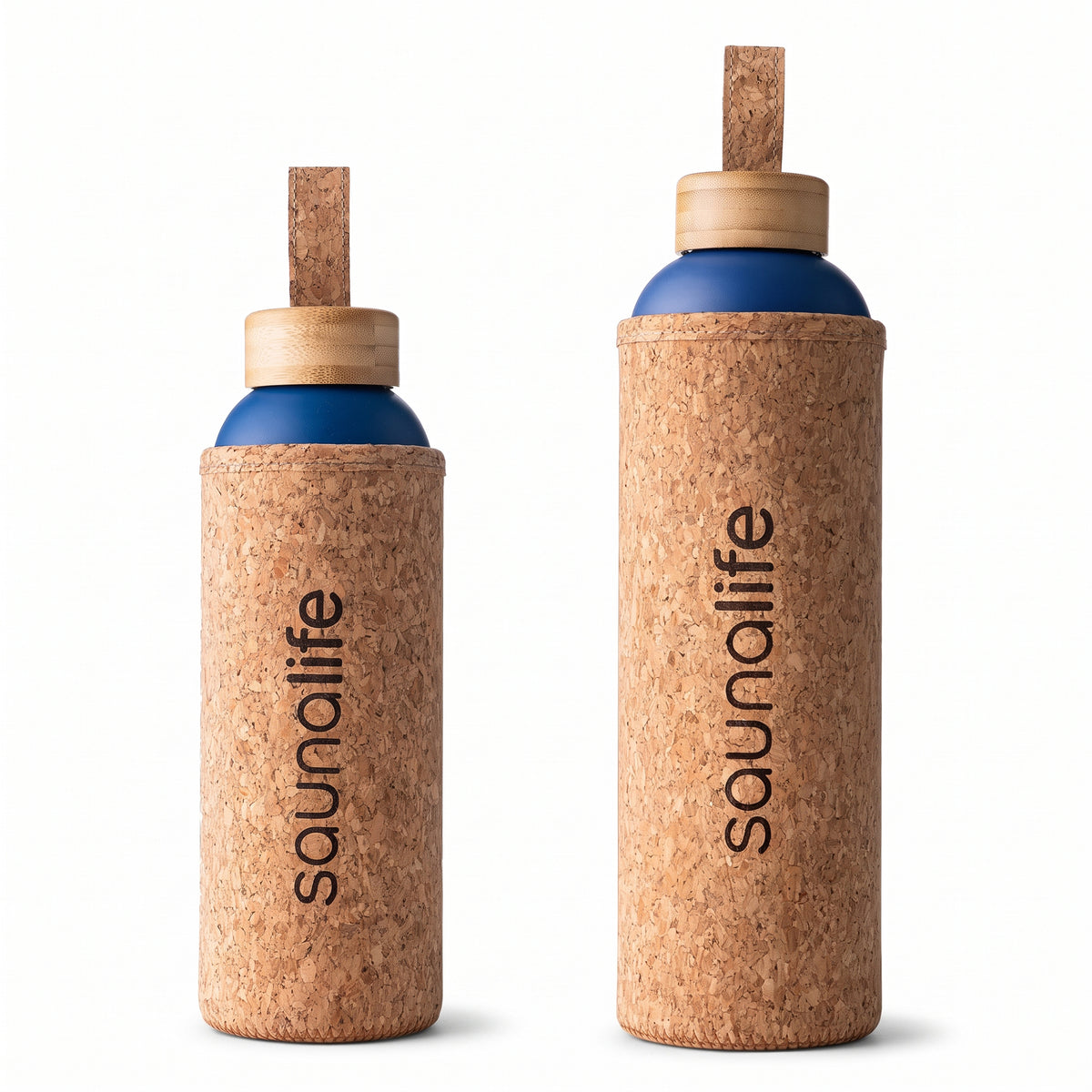 SaunaLife Insulated Water Bottle 1000ml - Double-Wall Stainless w/ Cork-Neoprene Exterior Sleeve