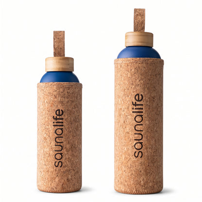 SaunaLife Insulated Water Bottle 1000ml - Double-Wall Stainless w/ Cork-Neoprene Exterior Sleeve