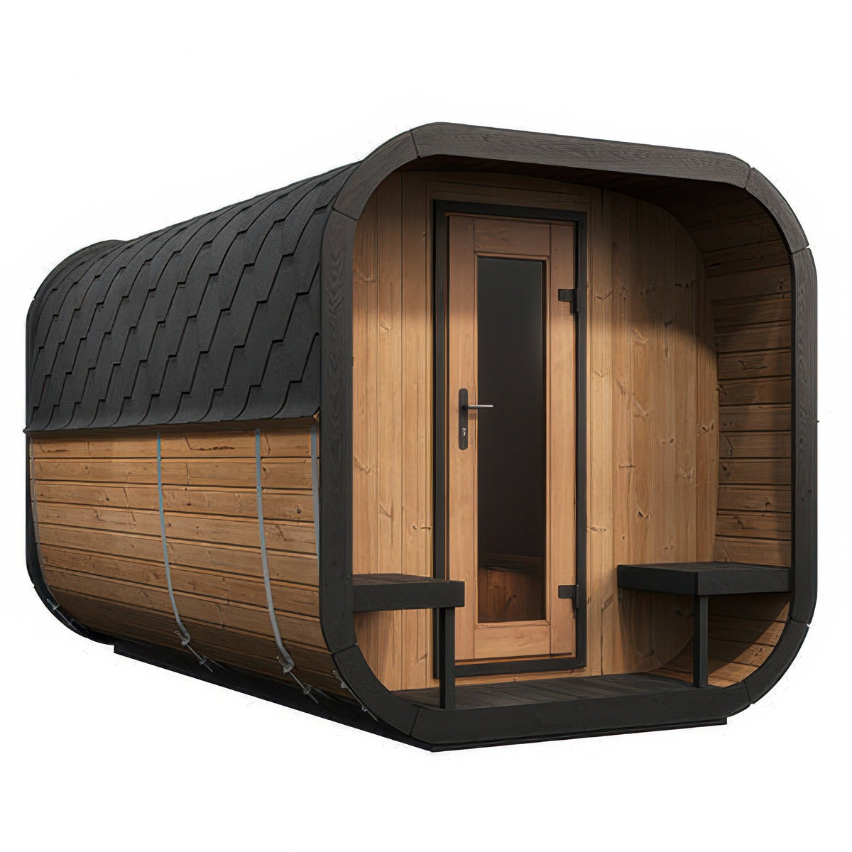 SaunaLife Model CL12GCP - Cube Luxury Series Outdoor Home Sauna Suite Kit, Up to 8 Persons