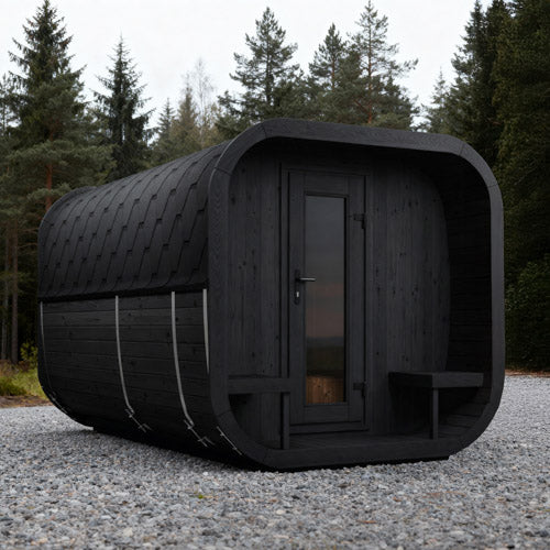 SaunaLife Model CL12GCPB black Cube Luxury sauna suite