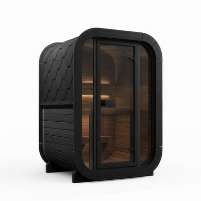 SaunaLife Model CL3GB Cube Luxury Series Outdoor Home Sauna Kit in black, view 1