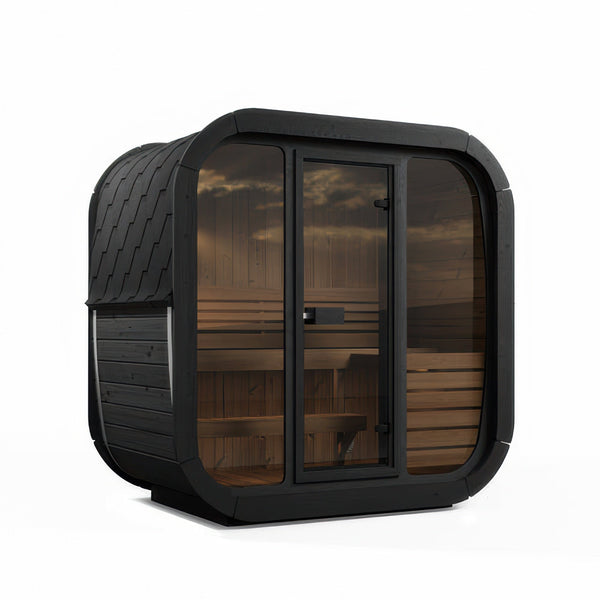 SaunaLife Model CL4GB Cube Luxury Series Outdoor Home Sauna Kit in black, view 1
