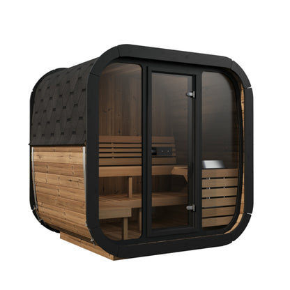 SaunaLife Model CL5G - Cube Luxury Series Outdoor Home Sauna Kit, Up to 4 Persons