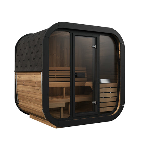 SaunaLife Model CL5G - Cube Luxury Series Outdoor Home Sauna Kit, Up to 4 Persons