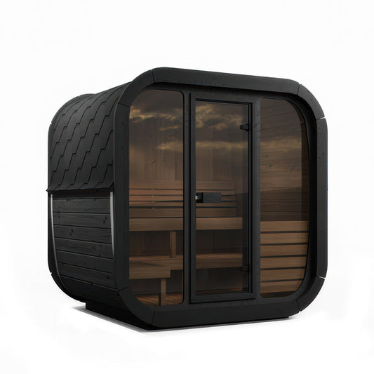 SaunaLife Model CL5GB Cube Luxury Series Outdoor Home Sauna Kit in black, view 1