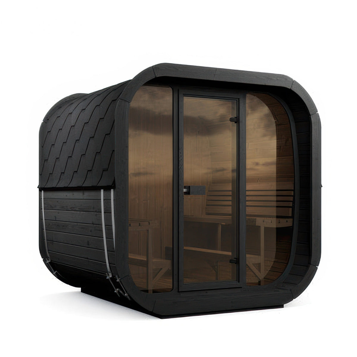 SaunaLife Model CL7GB Cube Luxury Series Outdoor Home Sauna Kit in black, view 1