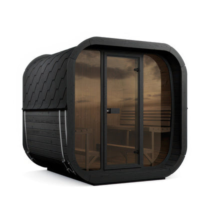 SaunaLife Model CL7GB Cube Luxury Series Outdoor Home Sauna Kit in black, view 1