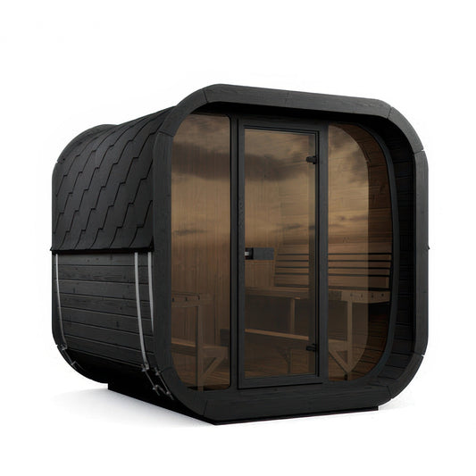 SaunaLife Model CL7GB Cube Luxury Series Outdoor Home Sauna Kit in black, view 1