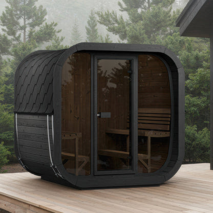 SaunaLife Model CL7GB Cube Luxury Series Outdoor Home Sauna Kit in black, view 2