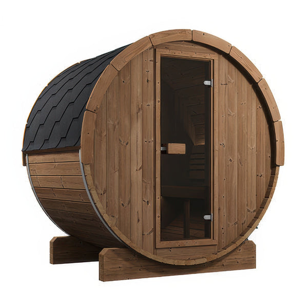 SaunaLife Model E6 - Ergo Series Outdoor Sauna Barrel Kit, Up to 3 Persons