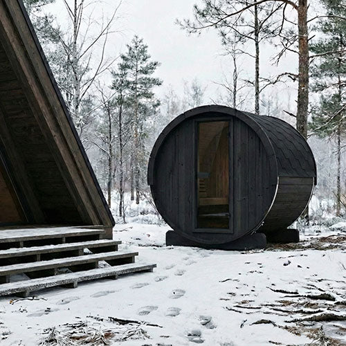 SaunaLife Model E6B black barrel sauna