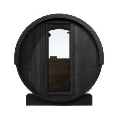 SaunaLife Model E6WB Ergo Series Outdoor Sauna Barrel Kit in black, view 3