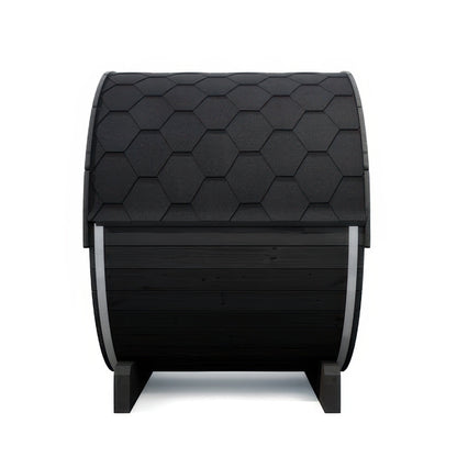 SaunaLife Model E6WB Ergo Series Outdoor Sauna Barrel Kit in black, view 5