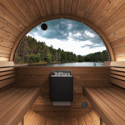SaunaLife Model E6WB Ergo Series Outdoor Sauna Barrel Kit in black, view 6