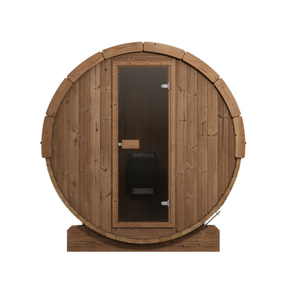 SaunaLife Ergo E7 Barrel Sauna - front view with door