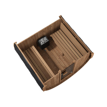 SaunaLife Ergo E7 Barrel Sauna - interior layout top-down cutaway