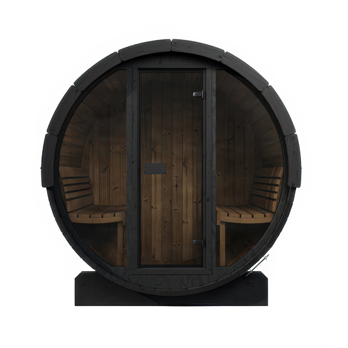 SaunaLife Model E7GB Ergo Series Outdoor Sauna Barrel Kit in black, view 3